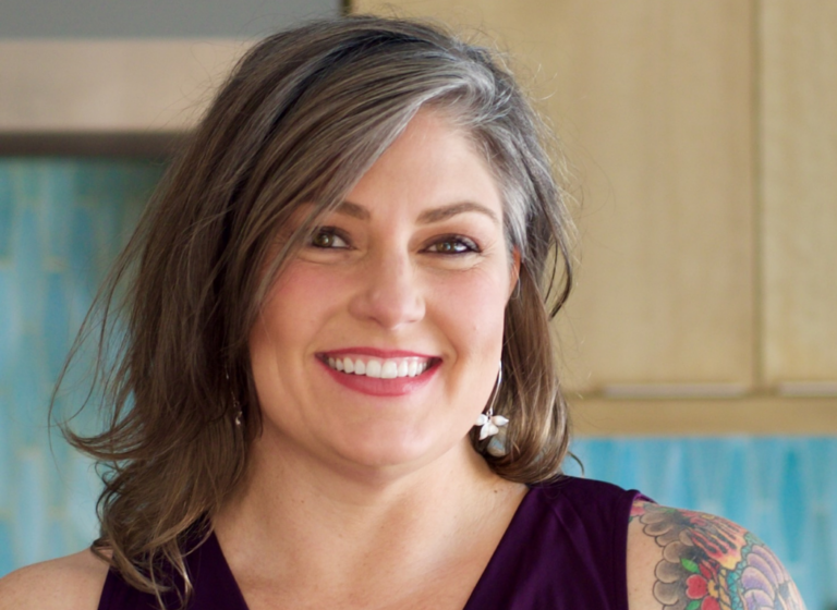 Laura Reigel in her kitchen